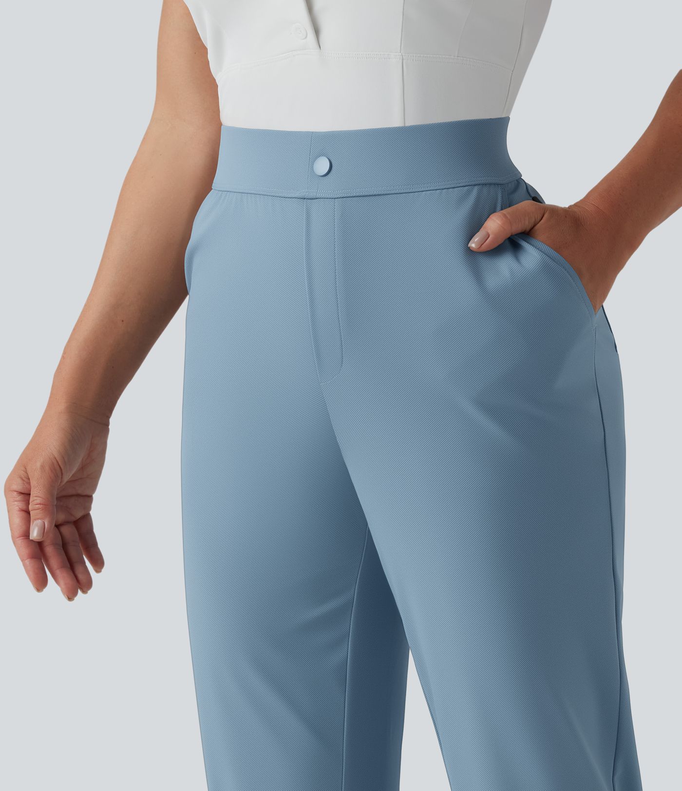 High Waisted Split Straight Leg Quick Dry Golf Pants with Pockets-Golf Tee Pocket-UPF40+