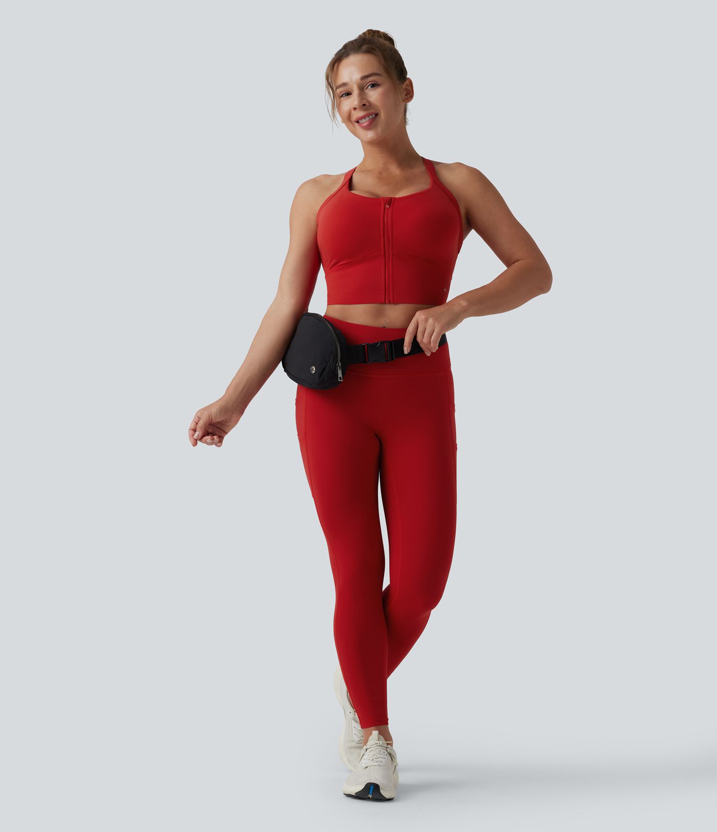 Halara UltraSculpt™ Light Support Push-Up Zipper Cut Out Running Sports Bra D-F Cups