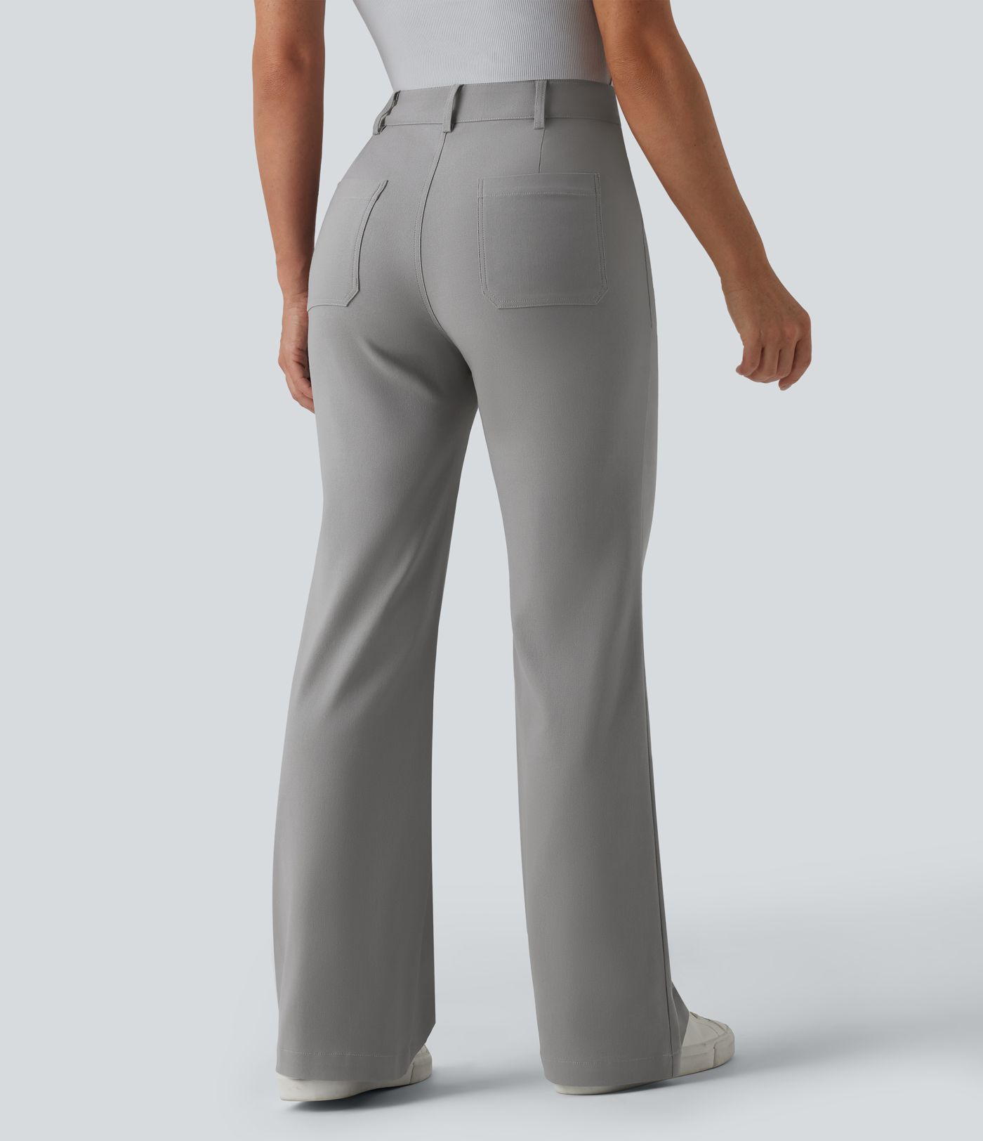 High Waisted Work Flare Pants with Pockets