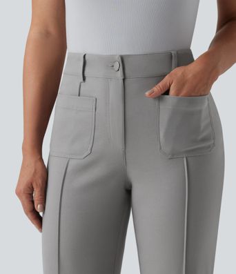 High Waisted Work Flare Pants with Pockets