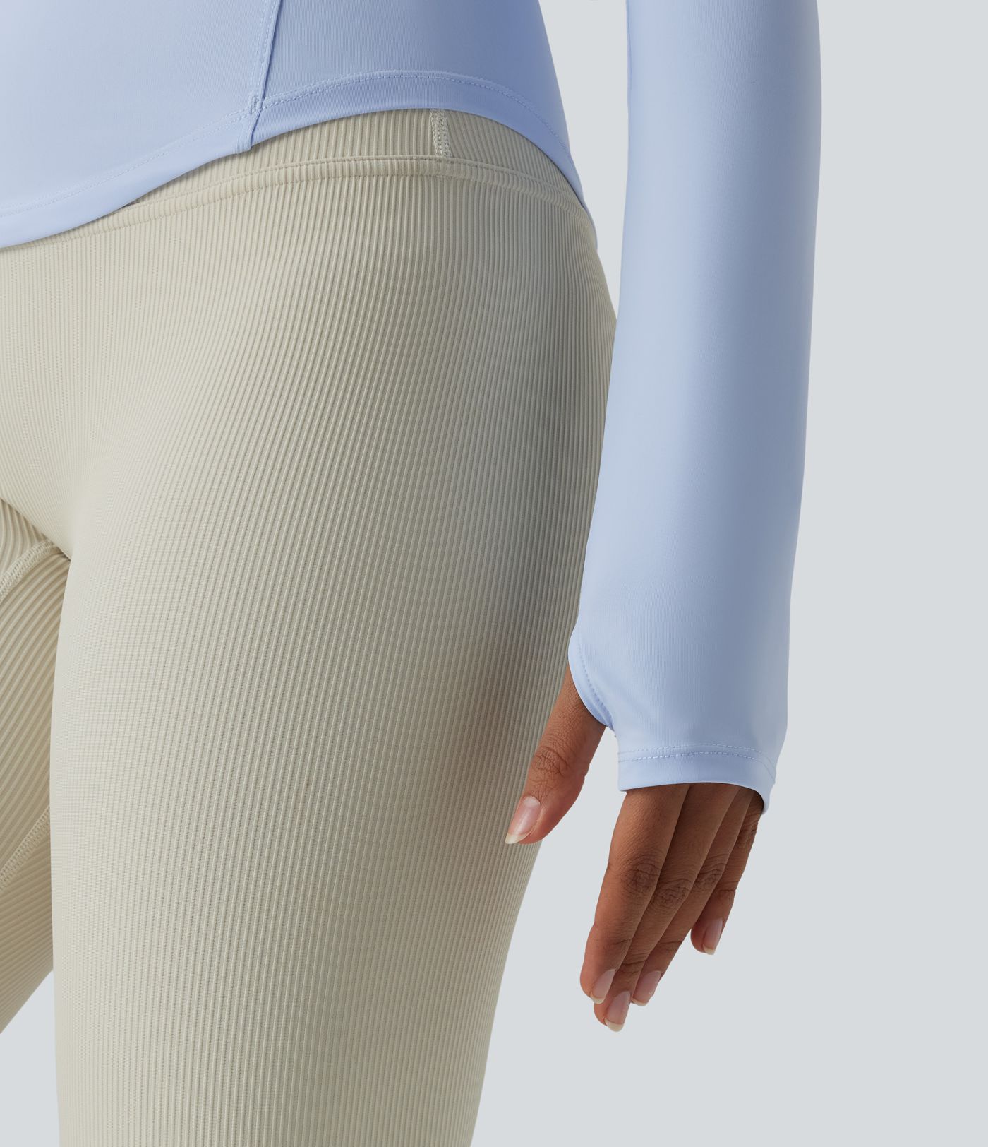 Round Neck Long Sleeve Thumb Hole Cool Touch Hiking Sports Top-UPF40+