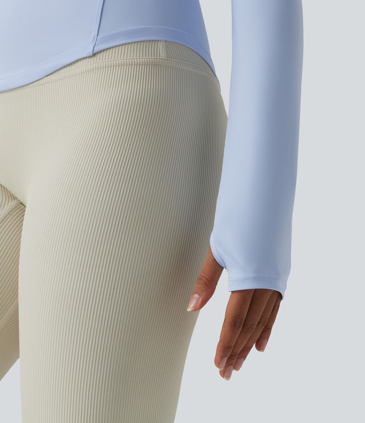 Round Neck Long Sleeve Thumb Hole Cool Touch Hiking Sports Top-UPF40+