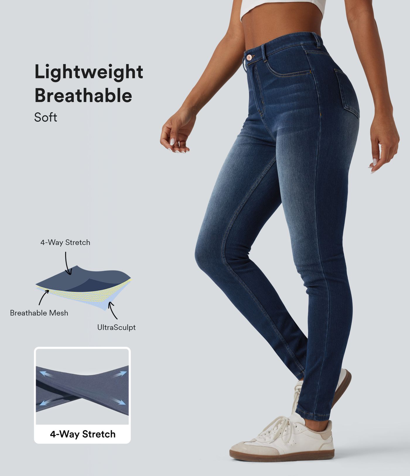 Halara Flex™ High Waisted Women Fit Casual Skinny Denim Jeans with Pockets