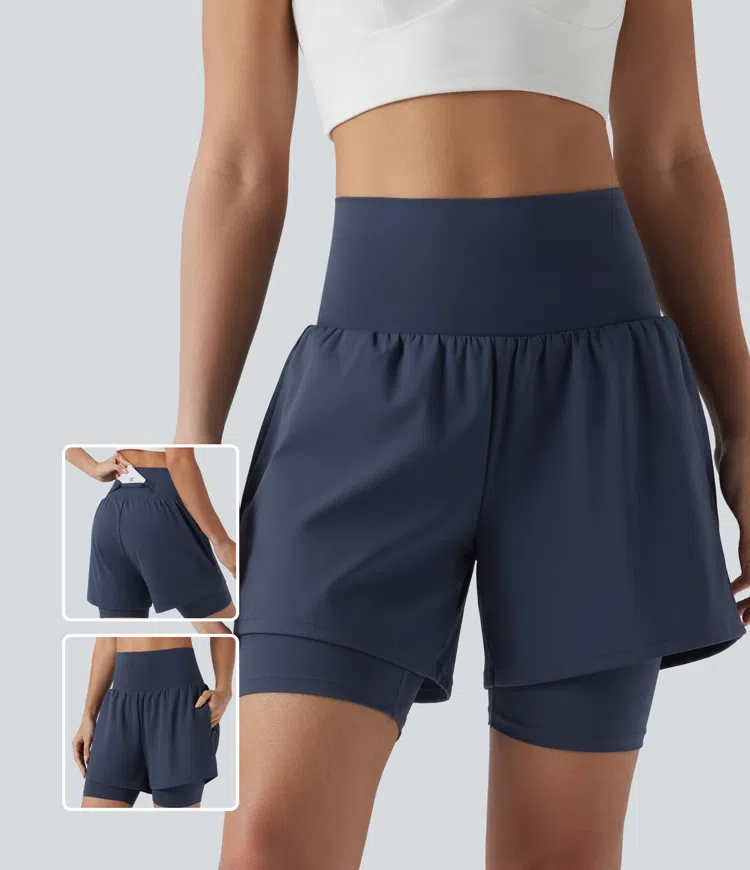 SoftlyZero™ Airy Super High Waisted 2-in-1 InstantCool Yoga Shorts 7'' with Pockets