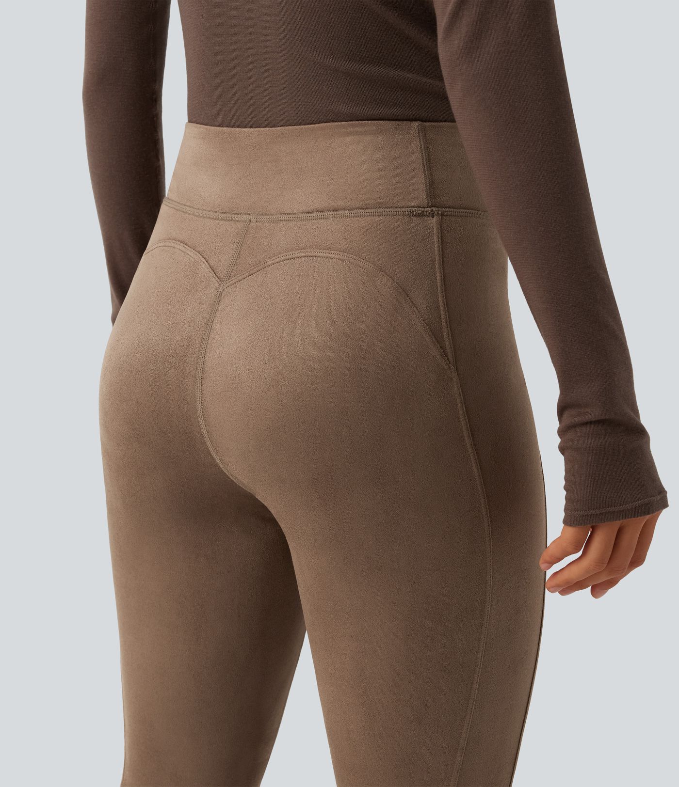 Lässige High-Waist-Bootcut-Leggings aus Wildleder