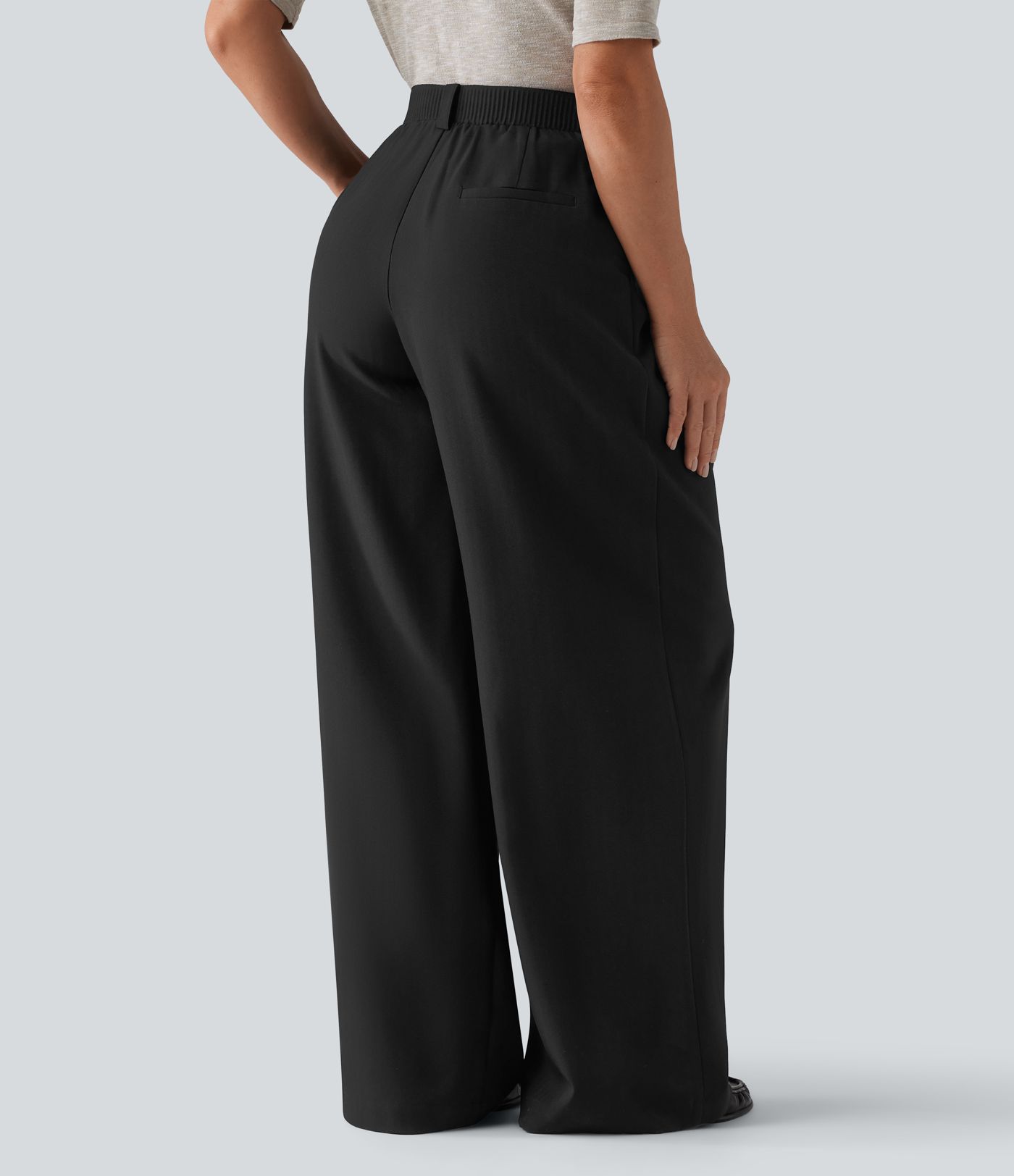 High Waisted Wide Leg Work Pants with Pockets