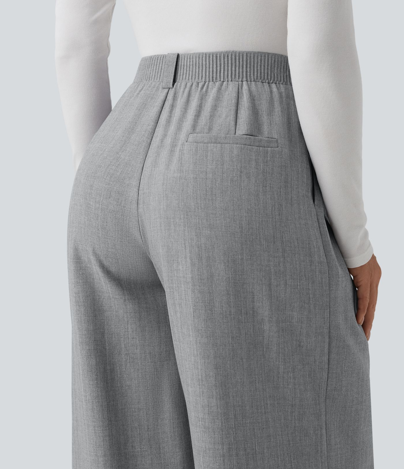 High Waisted Wide Leg Work Pants with Pockets