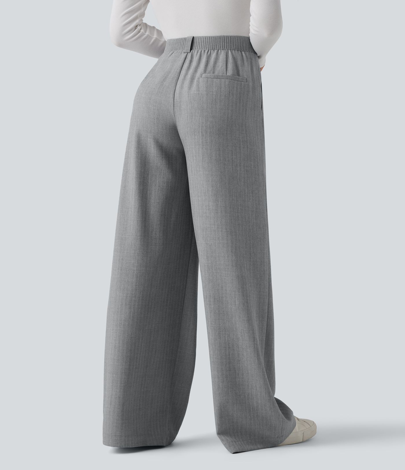 High Waisted Wide Leg Work Pants with Pockets