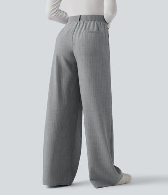 High Waisted Wide Leg Work Pants with Pockets
