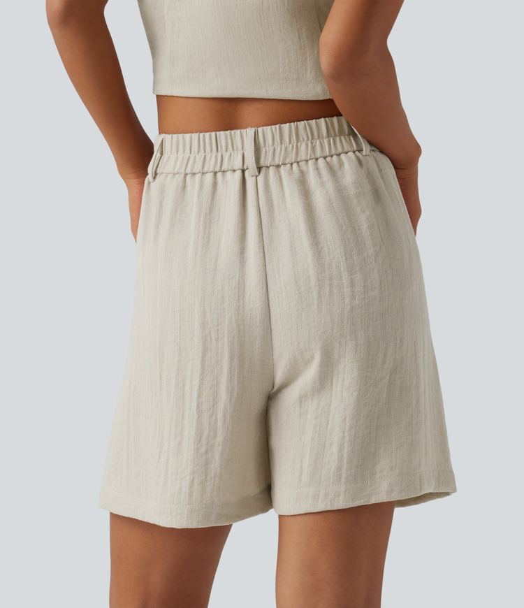 Lässige Shorts mit hohem Bund und Seitentaschen