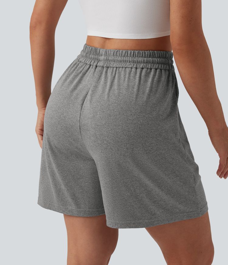High Waisted Drawstring Casual Baggy Shorts 5'' with Pockets