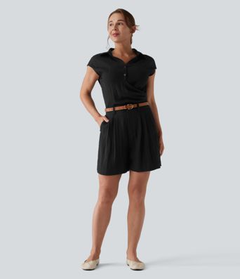 High Waisted Casual Shorts with Pockets