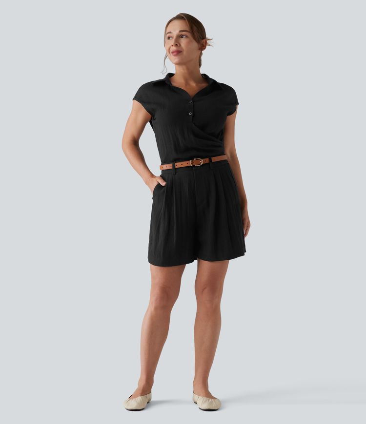 High Waisted Casual Shorts with Pockets