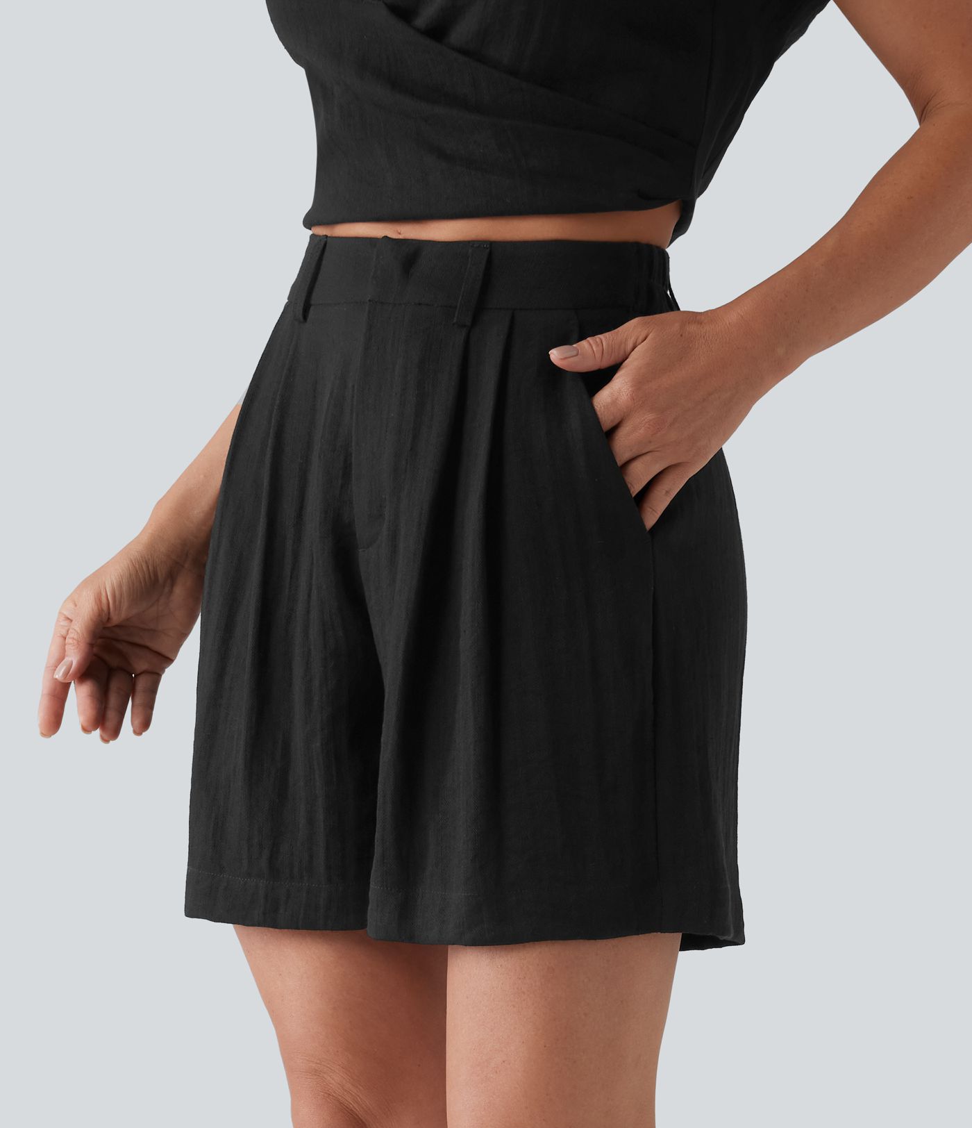 High Waisted Casual Shorts with Pockets