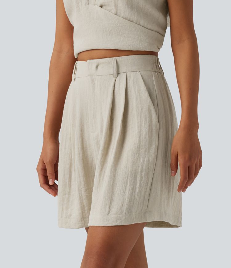 Lässige Shorts mit hohem Bund und Seitentaschen