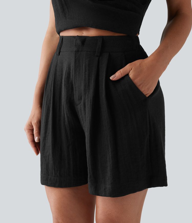 High Waisted Casual Shorts with Pockets