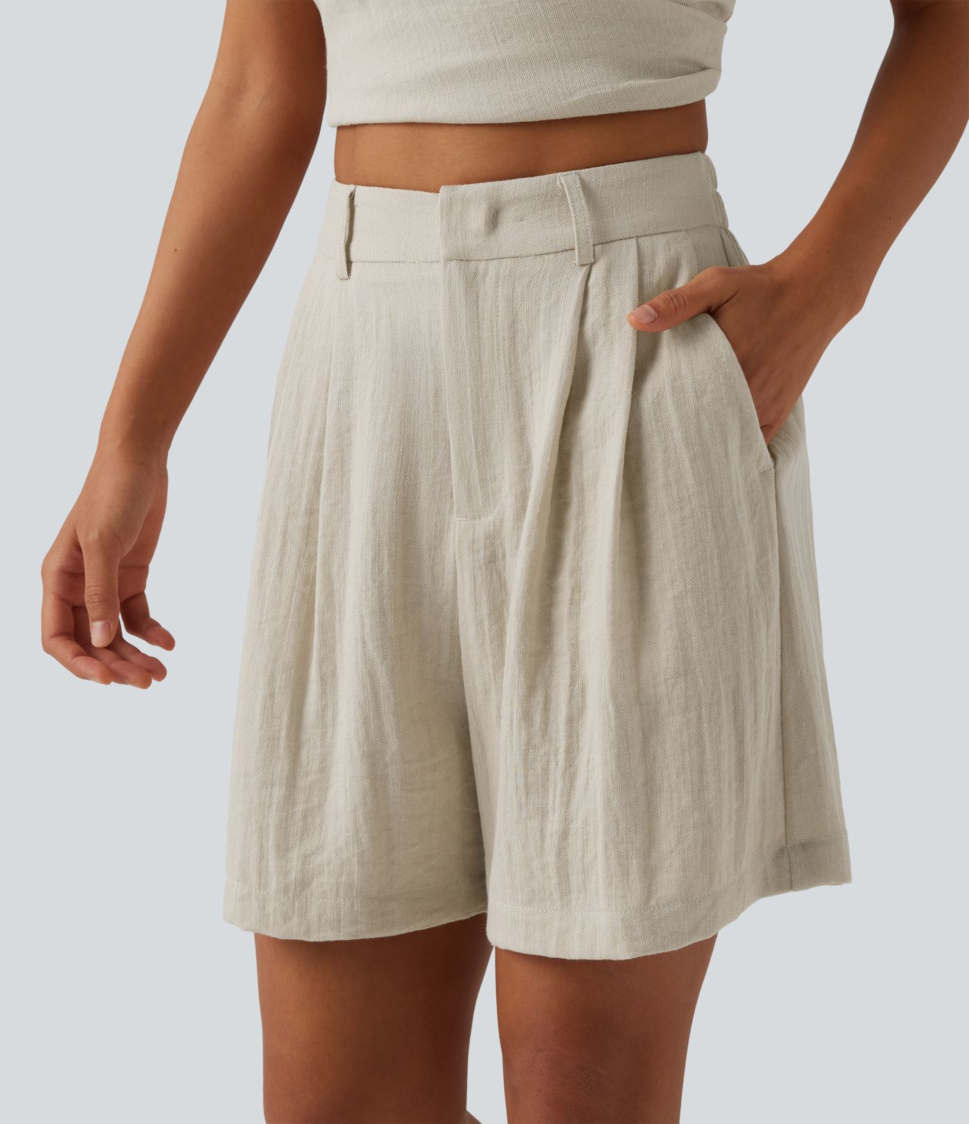 Lässige Shorts mit hohem Bund und Seitentaschen