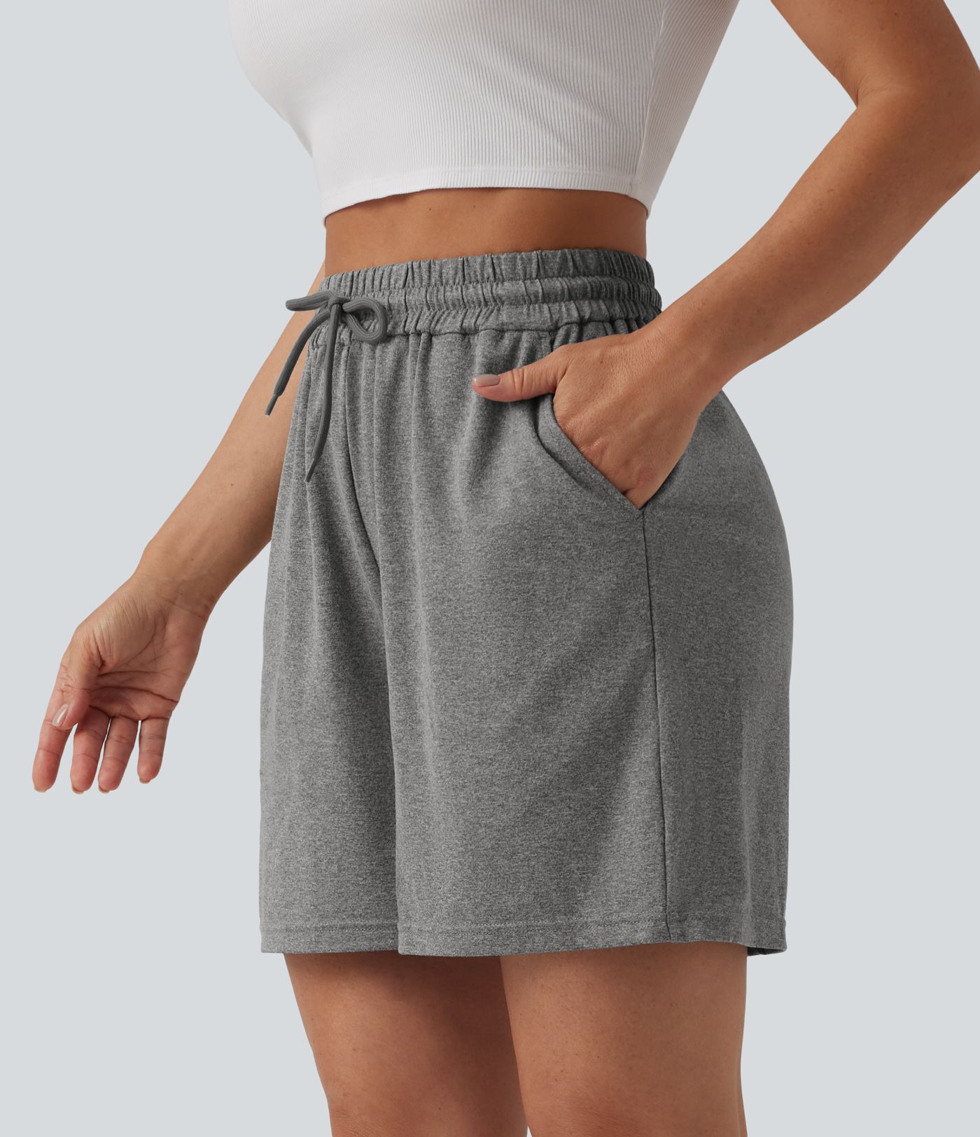 High Waisted Drawstring Casual Baggy Shorts 5'' with Pockets