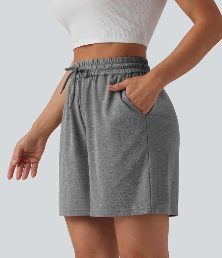 High Waisted Drawstring Casual Baggy Shorts 5'' with Pockets