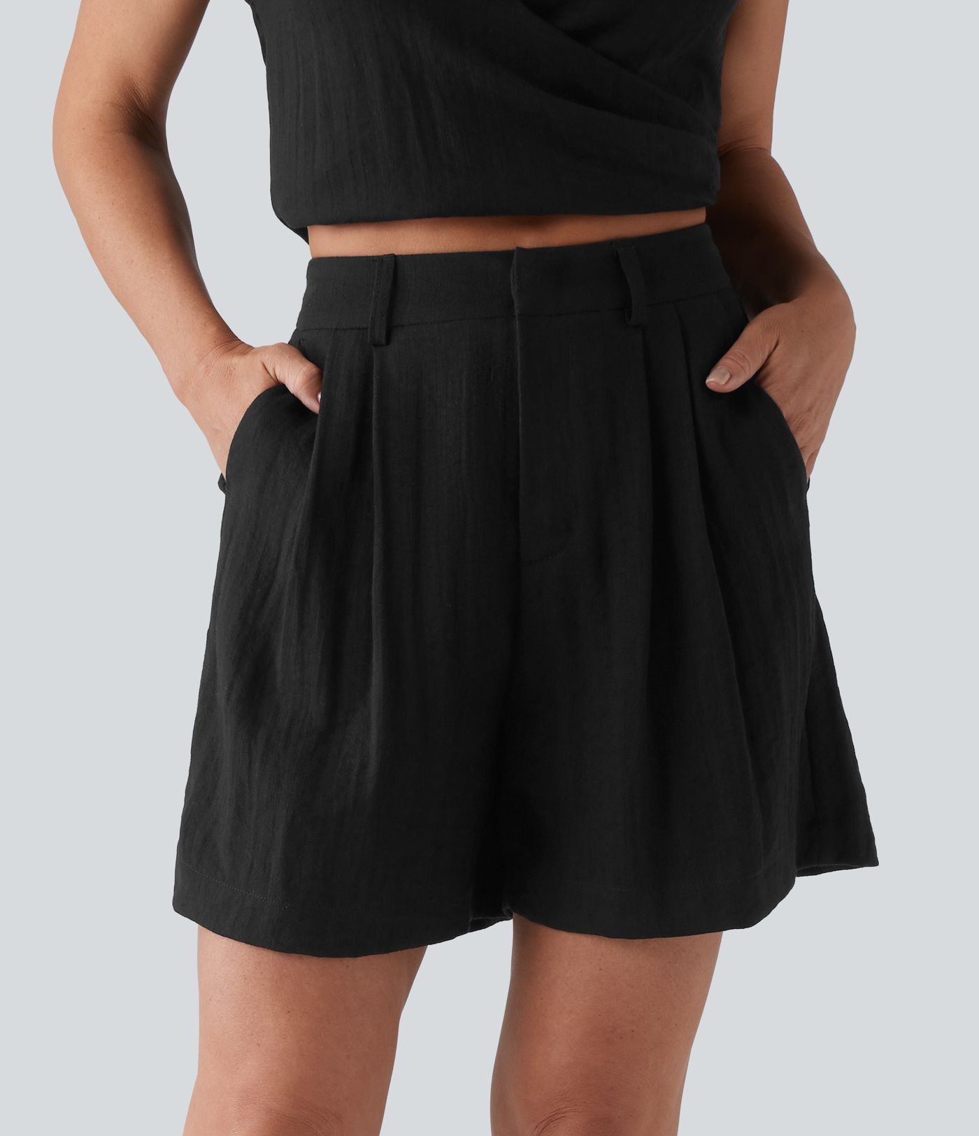 High Waisted Casual Shorts with Pockets