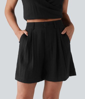 High Waisted Casual Shorts with Pockets