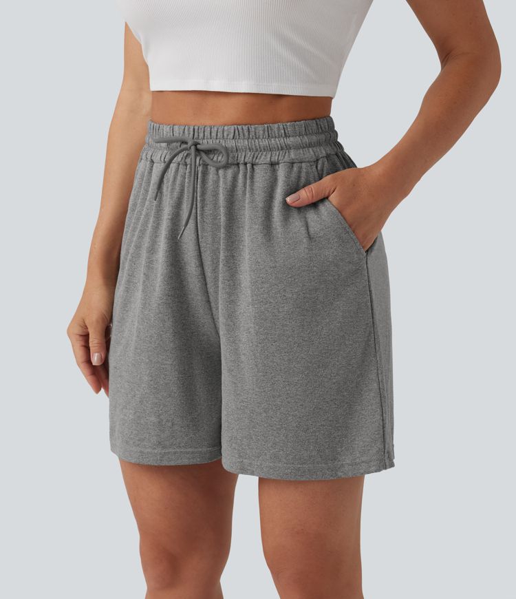 High Waisted Drawstring Casual Baggy Shorts 5'' with Pockets