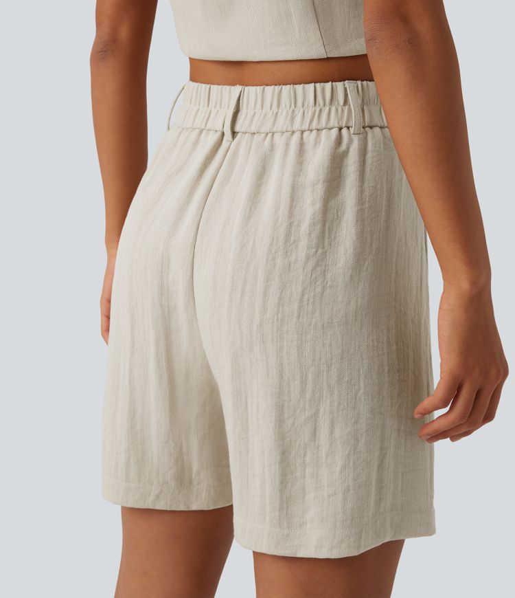 Lässige Shorts mit hohem Bund und Seitentaschen