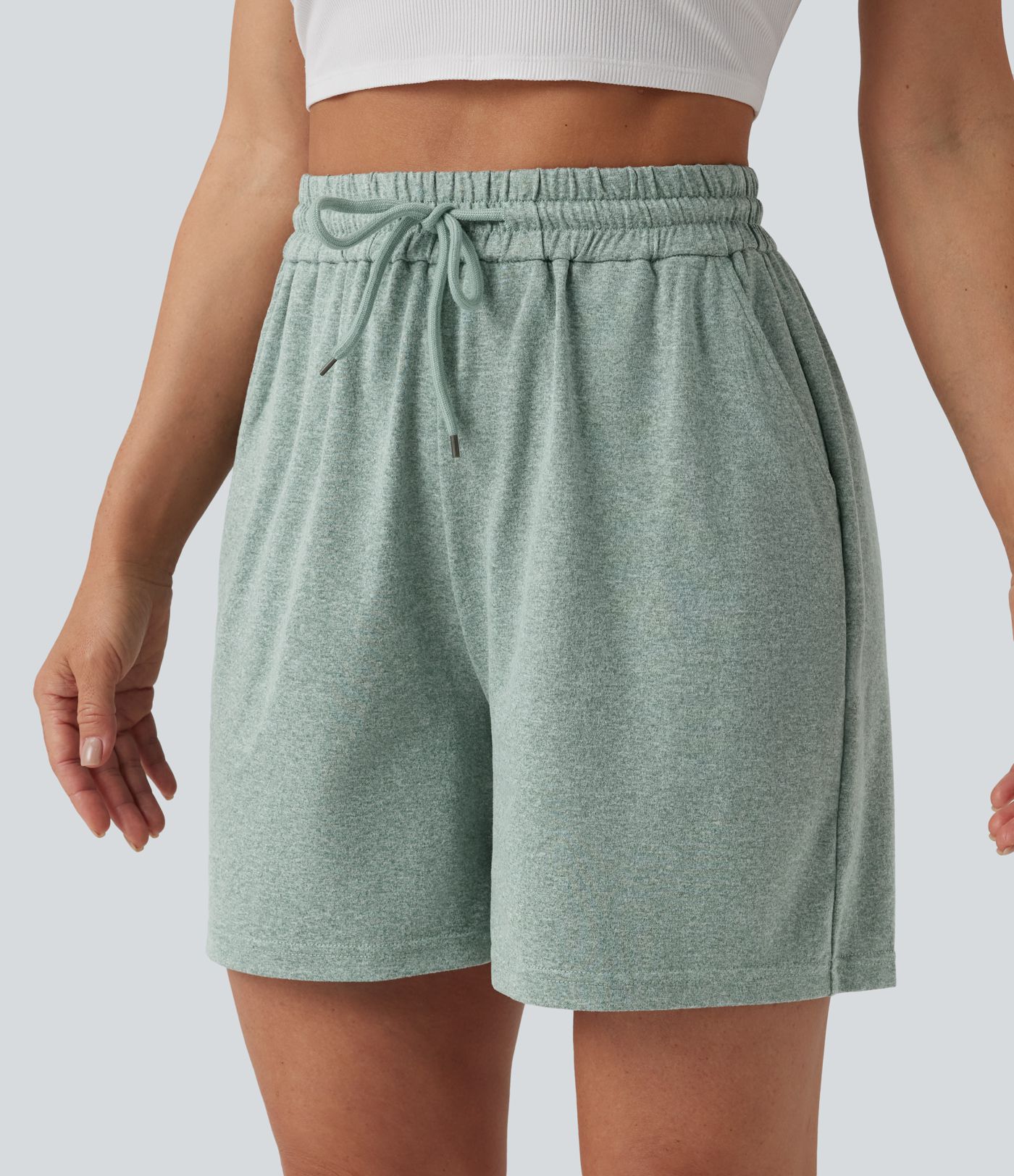 High Waisted Drawstring Casual Baggy Shorts 5'' with Pockets