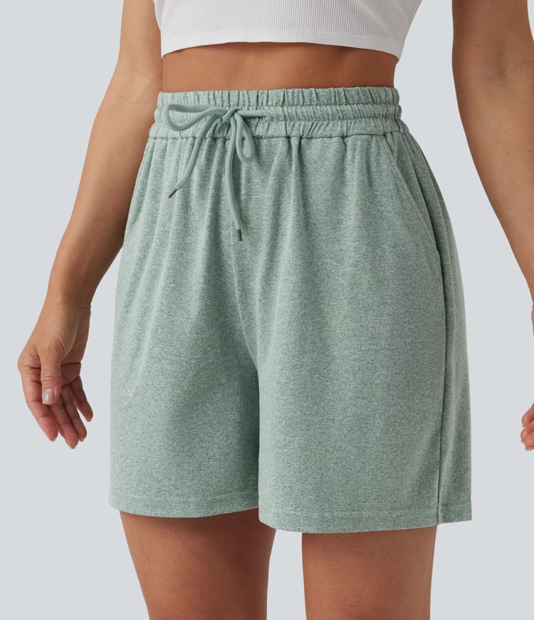 High Waisted Drawstring Casual Baggy Shorts 5'' with Pockets