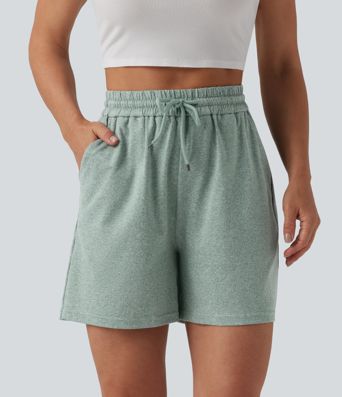 High Waisted Drawstring Casual Baggy Shorts 5'' with Pockets