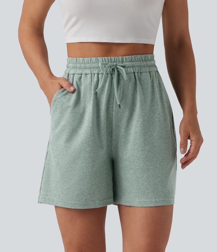 High Waisted Drawstring Casual Baggy Shorts 5'' with Pockets
