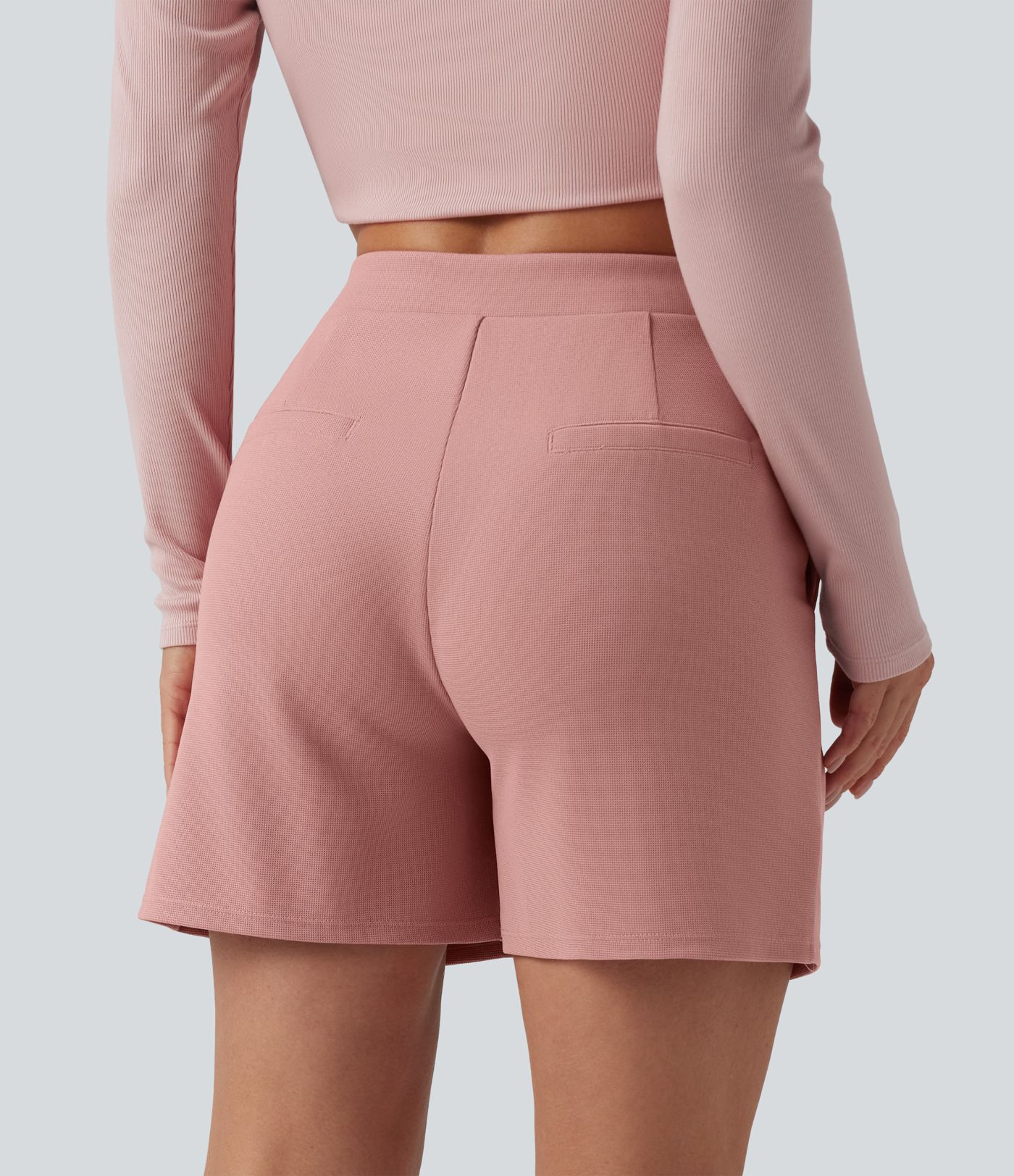 Asymmetric Mid Rise Waffle Work Baggy Shorts 5'' with Pockets