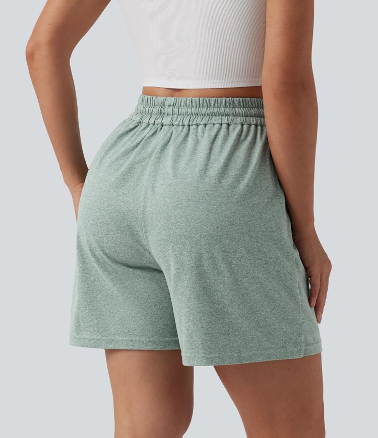High Waisted Drawstring Casual Baggy Shorts 5'' with Pockets