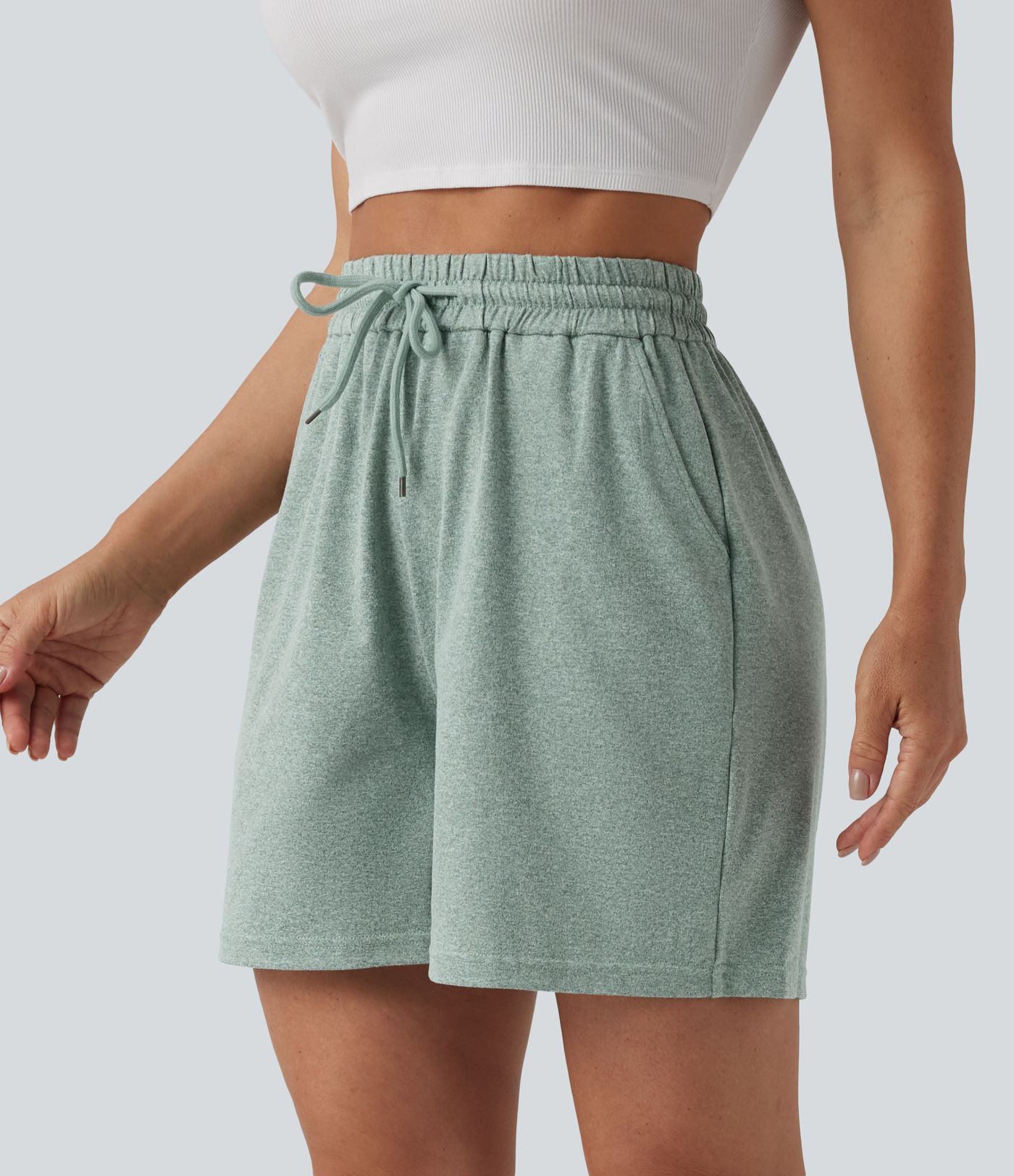 High Waisted Drawstring Casual Baggy Shorts 5'' with Pockets