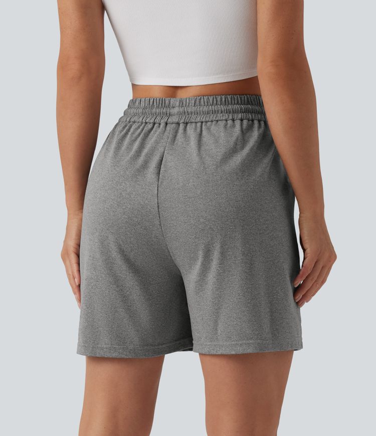 High Waisted Drawstring Casual Baggy Shorts 5'' with Pockets