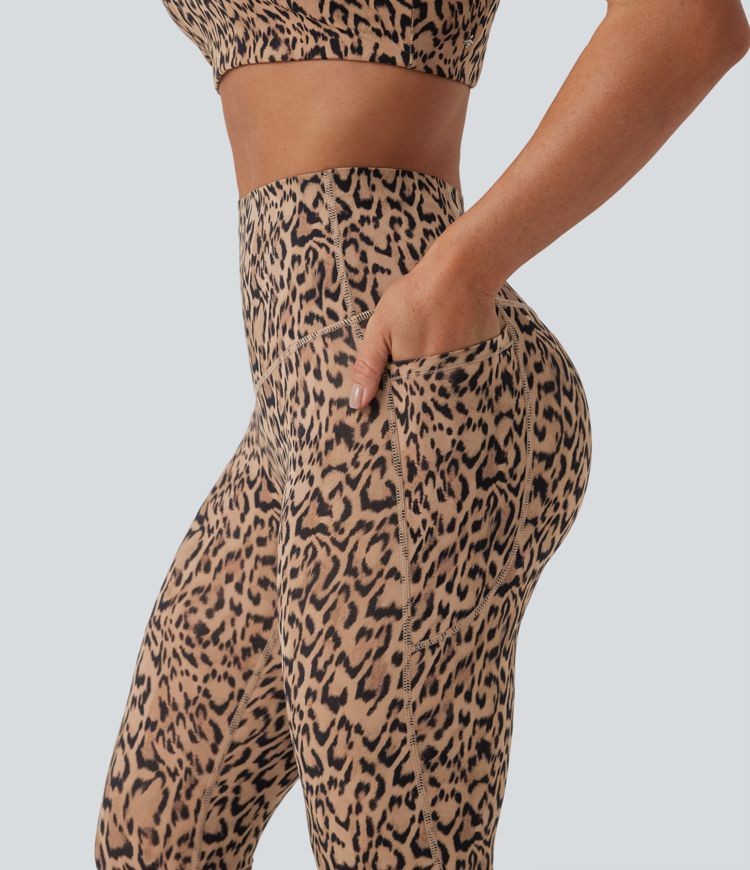 Halara UltraSculpt™ - Leggings mit hohem Bund, Seitentaschen, Bauchkontrolle und Leopardenmuster - Po-Lifting