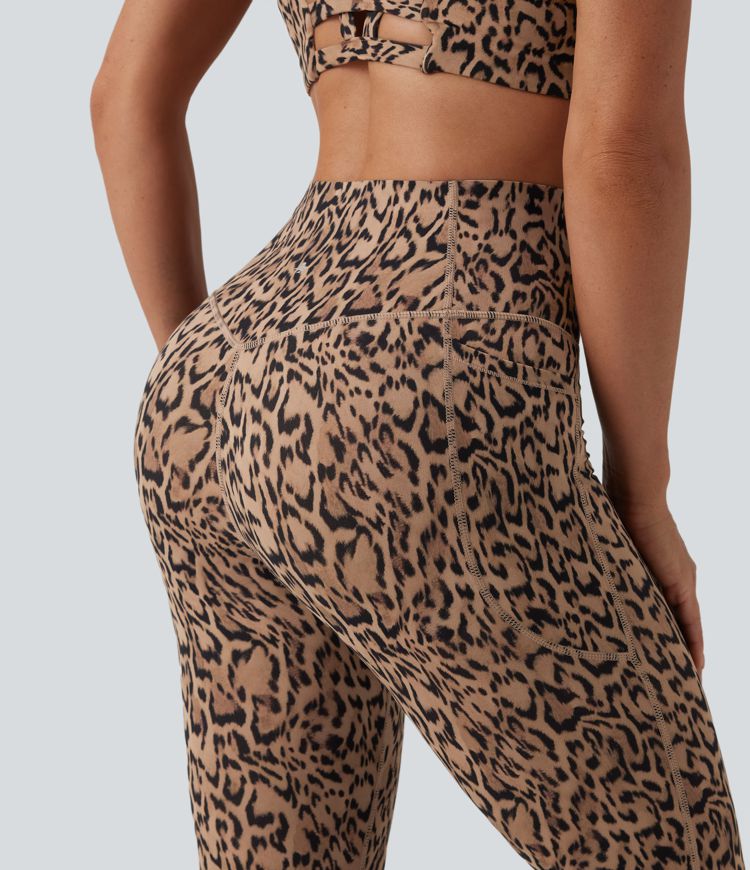 Halara UltraSculpt™ - Leggings mit hohem Bund, Seitentaschen, Bauchkontrolle und Leopardenmuster - Po-Lifting