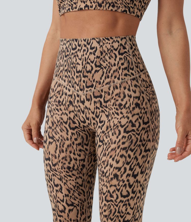 Halara UltraSculpt™ - Leggings mit hohem Bund, Seitentaschen, Bauchkontrolle und Leopardenmuster - Po-Lifting
