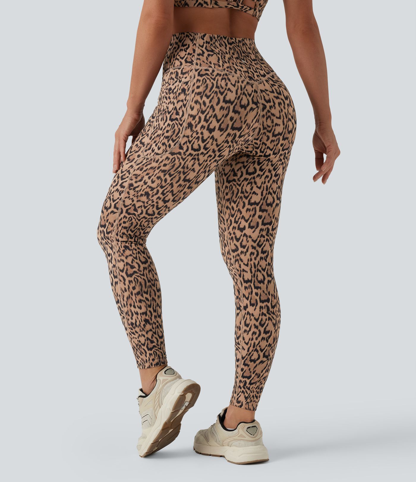 Halara UltraSculpt™ - Leggings mit hohem Bund, Seitentaschen, Bauchkontrolle und Leopardenmuster - Po-Lifting