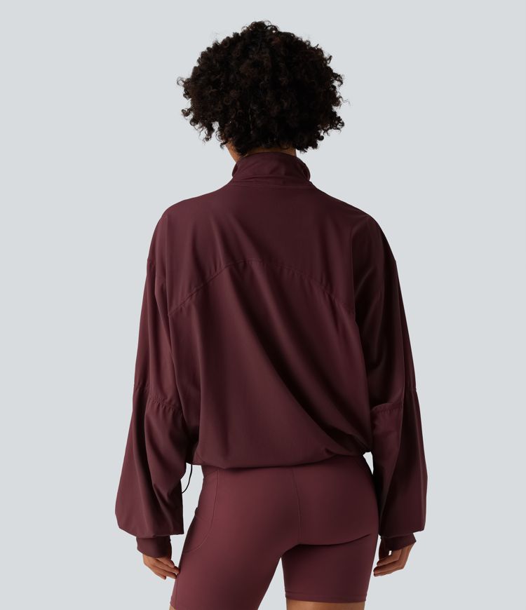 Veste d'entraînement oversize col montant avec passage de pouce, ourlet à cordon de serrage et poches