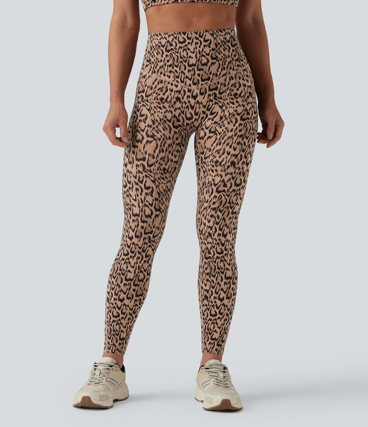 Halara UltraSculpt™ - Leggings mit hohem Bund, Seitentaschen, Bauchkontrolle und Leopardenmuster - Po-Lifting