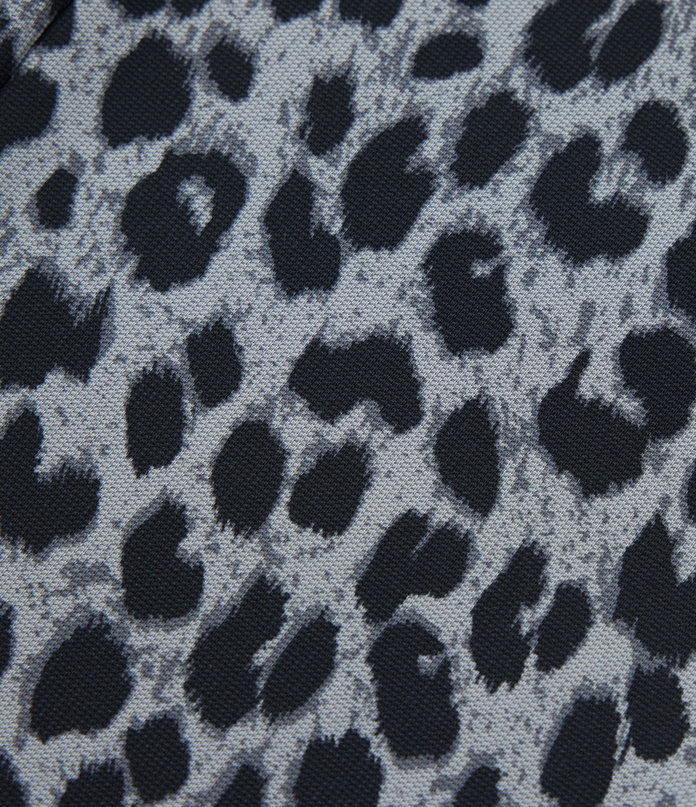 High Waisted Crossover Wide Leg Leopard Print Waffle Casual Trousers with Pockets