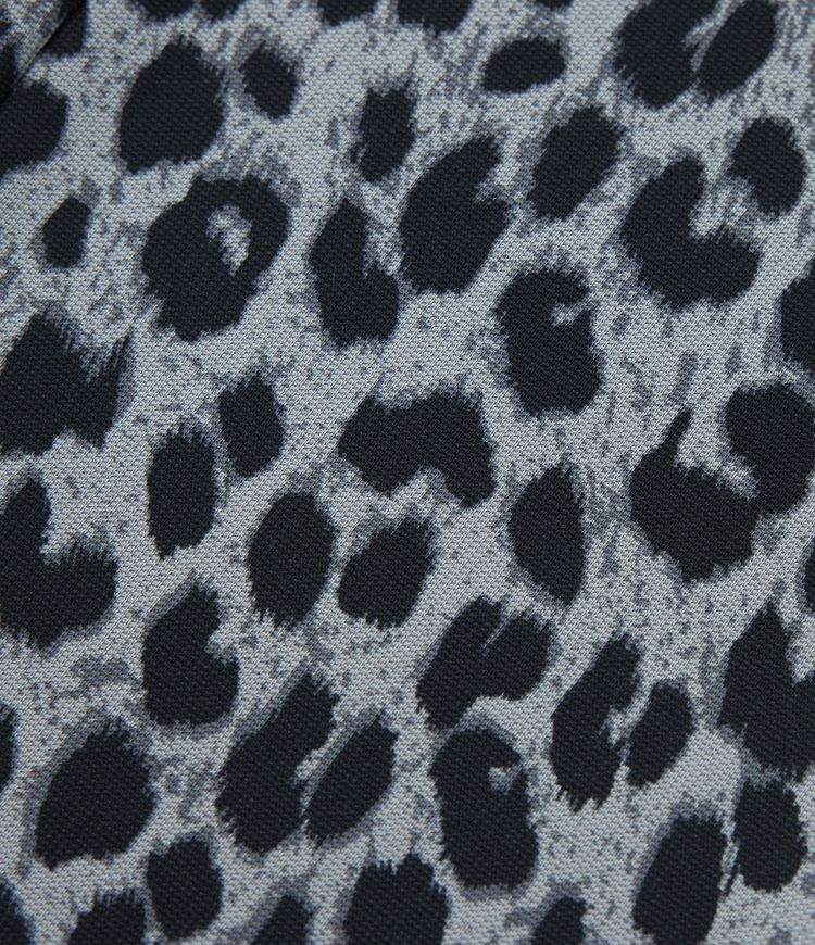 High Waisted Crossover Wide Leg Leopard Print Waffle Casual Trousers with Pockets