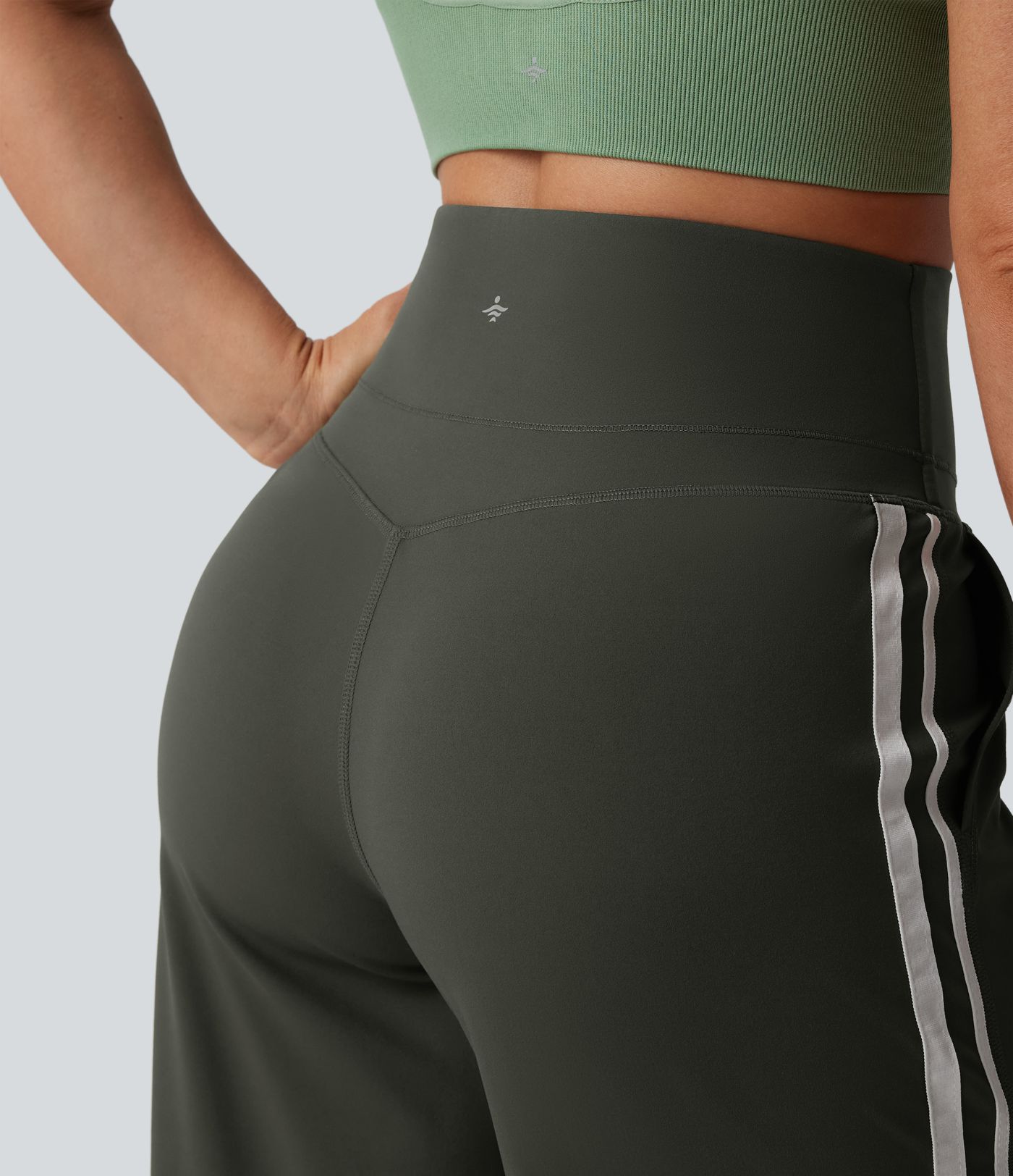 Halara UltraSculpt™ High Waisted Tummy Control Color Block Stripes Yoga Baggy Trousers with Pockets