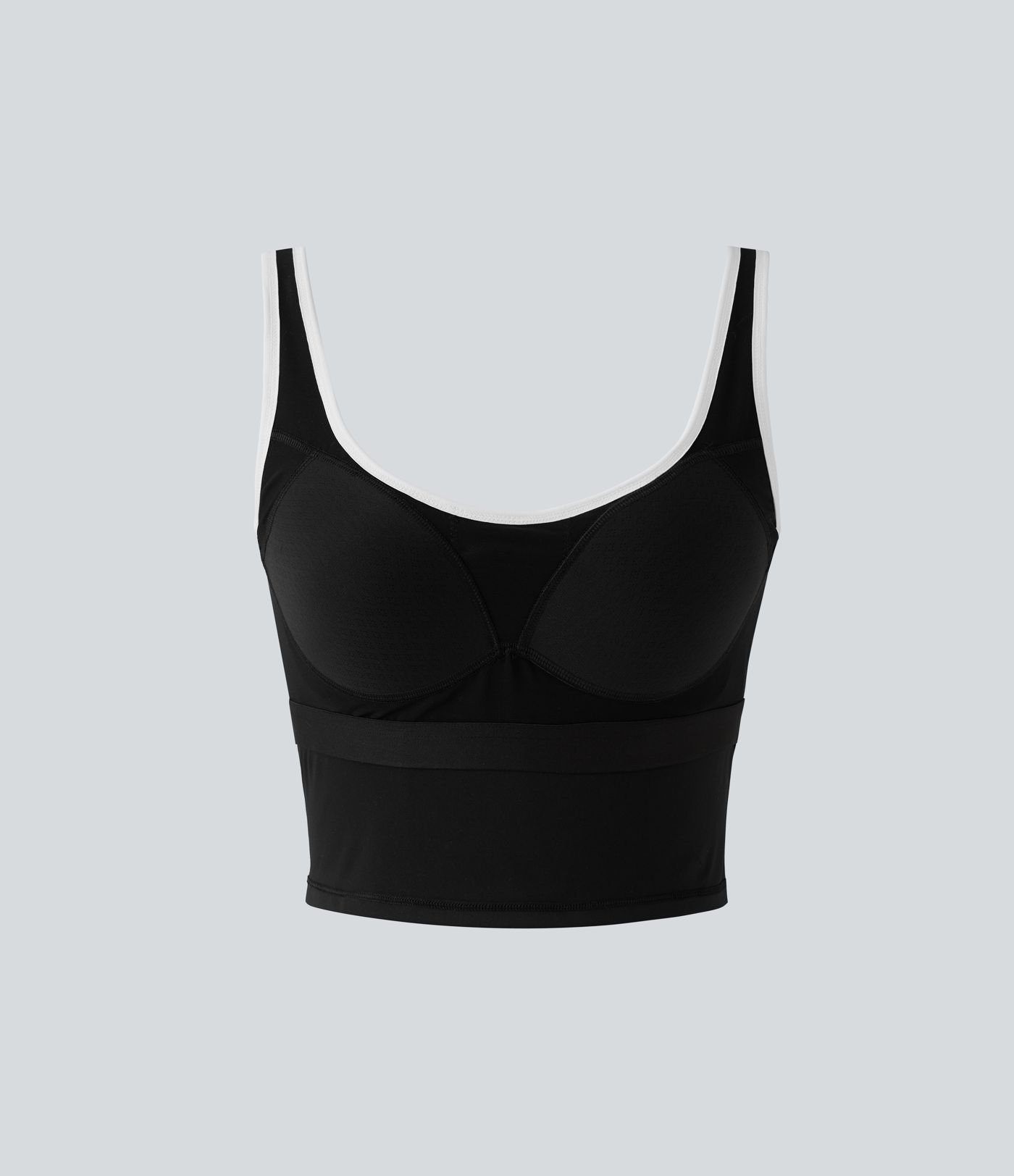 U-Neck Color Block Cropped Workout Tank Top