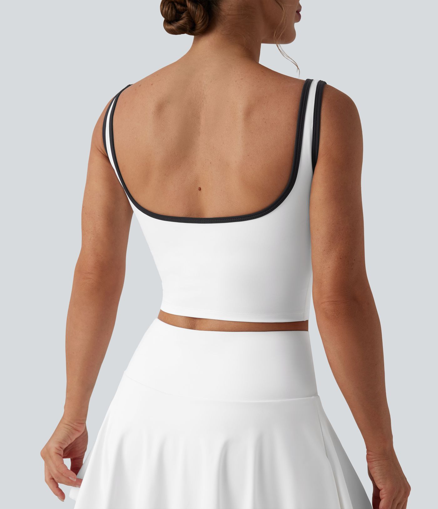 U-Neck Color Block Cropped Workout Tank Top