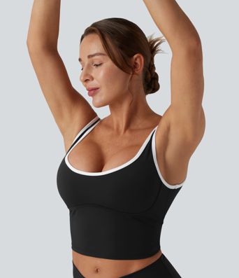 U-Neck Color Block Cropped Workout Tank Top