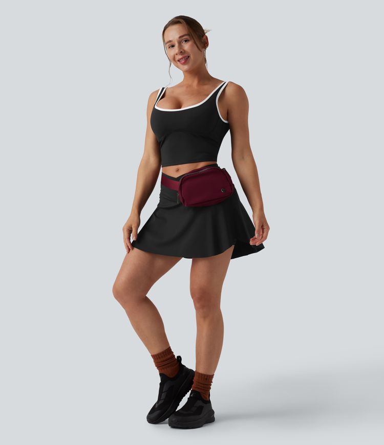 U-Neck Color Block Cropped Workout Tank Top