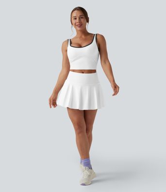 U-Neck Color Block Cropped Workout Tank Top