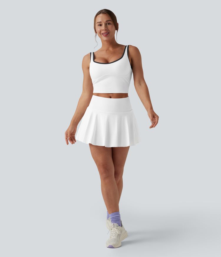 U-Neck Color Block Cropped Workout Tank Top